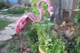 Фигуры для сада своими руками фото. Фламинго из шин и металла