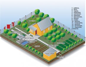Стандартная планировка дачного участка